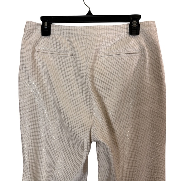 St. John Couture Emma Cream and Gold Silk Ankle Pants sz 8 - Picture 6 of 13